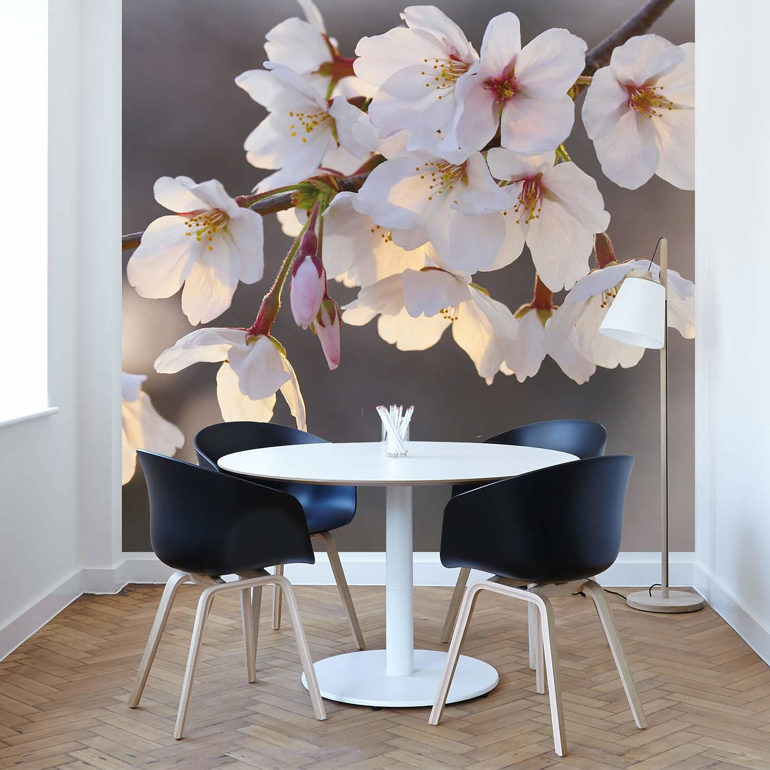 home24 Fotobehang Cherry Blossoms Floral Mural Multicolour Wit