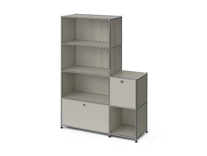 Tchibo - Regal Metall »Cn3« mit 2 Klappenfächern - 117x40x158,5cm - hellgrau -
