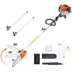 VEVOR Benzin-Hochentaster, 43ccm Hubraum 2-Takt, Teleskopsäge, Motorsäge mit rotierendem Kopf, 2,11-3,61 m ausziehbarer Stange, 25,4 cm Schwert, 850 ml Kraftstofftank, zum Baumschneiden