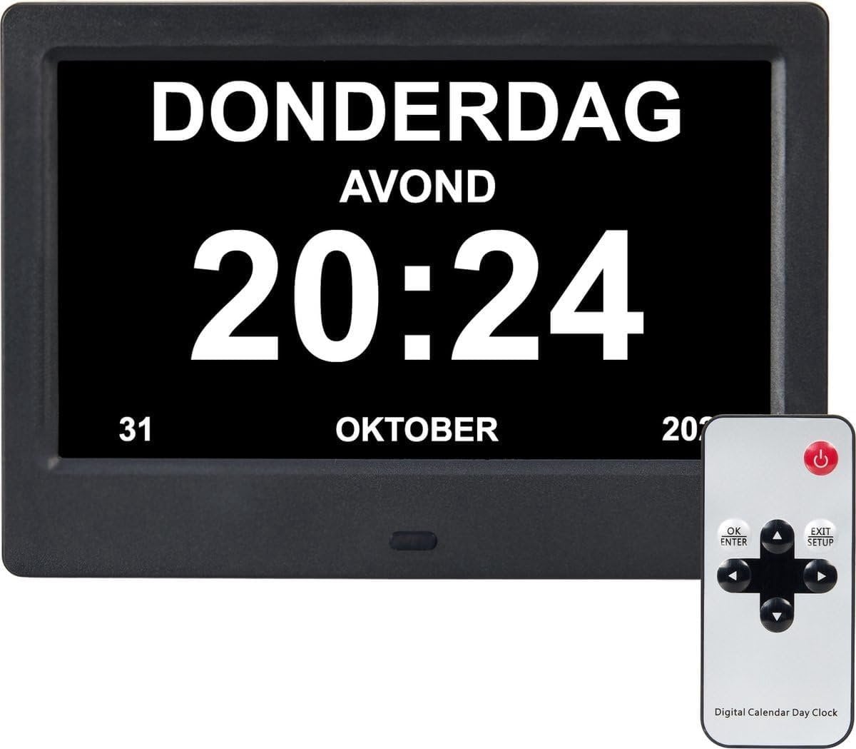 Dementieklok Digitale Wekker en Klok - Zwart
