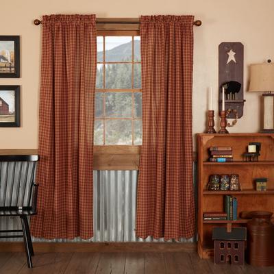 VHC Brands Primitive Curtains VHC Check Panel 84x40 Pair Rod Pocket Cotton - Panel 84x40