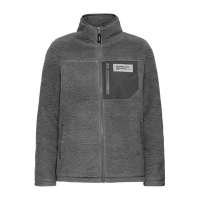 Plüschjacke OXMO "Plüschjacke OXAbby", Damen, Gr. L, grau (iron gate), Obermaterial: 100% Polyester PES., Jacken