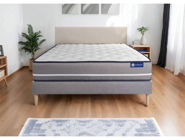 Ensemble Matelas Sommier 160x190 cm - Actimemo Pur - Sommier Kit Gris