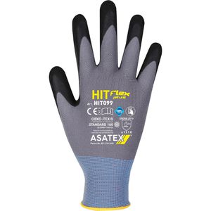 ASATEX Arbeitshandschuhe Hit-Flex Plus, HIT099, Nitril-Beschichtung, grau, Größe 9 / L, 12 Paar