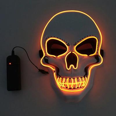 Inspired Living LED Skull Mask Glowing Halloween Cosplay Mask With Cold Light Effects orange