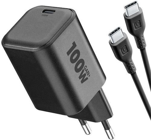 Cellular line Carregador GaN + Cabo USB-C Cellularline Power 100W - Preto