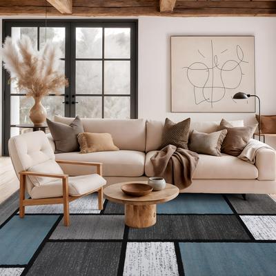 World Rug Gallery Contemporary Modern Boxed Color Block Area Rug