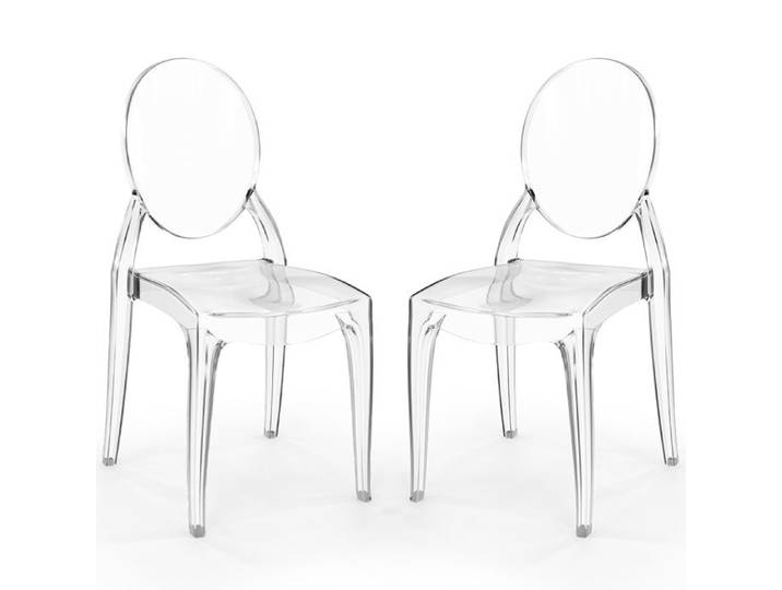 Pack de 2 chaises de salle à manger transparentes - Pauline Transparent