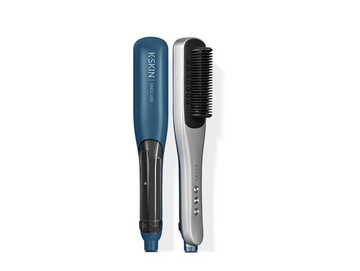 K·SKIN KD880 Peigne/Lisseur à Vapeur, Chauffage Uniforme PTC + Conception de Soin Capillaire Hydratant par Pulvérisation, Coiffage Rapide, Fixe l'Hydratation et Anti-Frisottis, Cheveux Lisses et Souples en un Seul Coup de Peigne