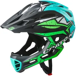 Cratoni C-Maniac Pro Fullface MTB Helm black-lime-turquoise matt
