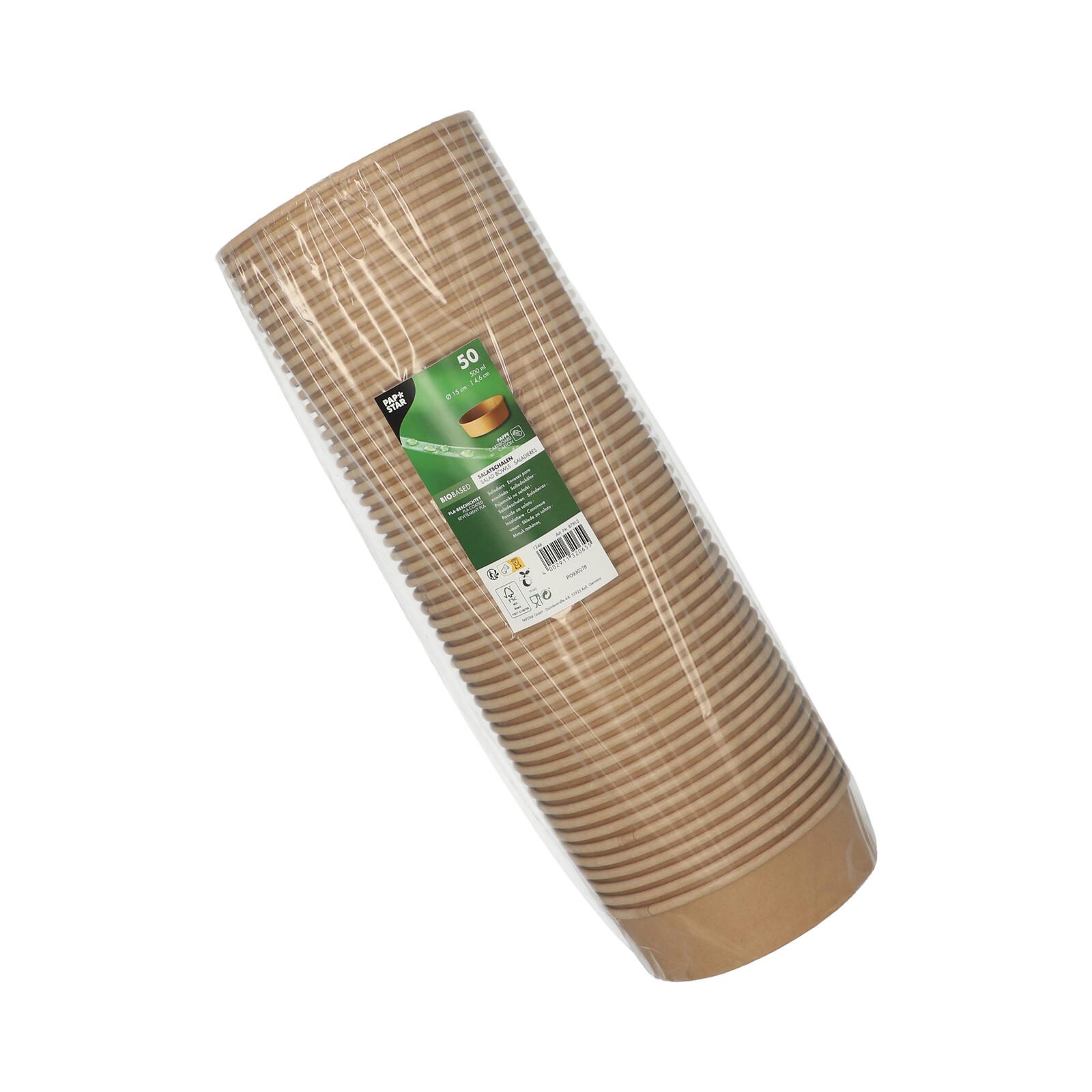 PAPSTAR pure Einweg-Salatschalen 15 cm 500 ml braun 87912