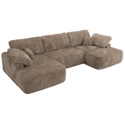 WOHNLANDSCHAFT CUBO U Braun Cord