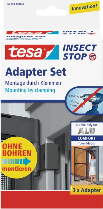 tesa Klemmscharnier für Fliegengitter Insect Stop Alu Comfort Adapter Set anthrazit