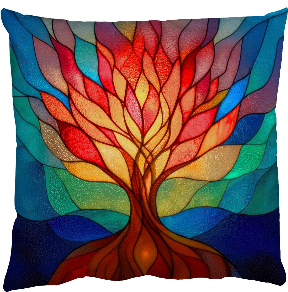 PillowMonkey Sierkussen Boom Rood Vlakken 40 x 40 cm