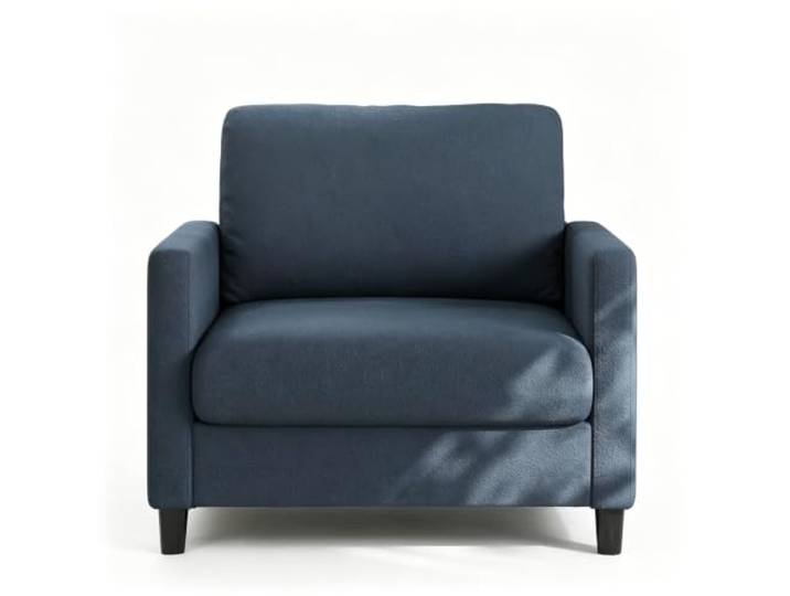 Hapterouse Relaxsessel 84x78x82 cm Plüsch Holzkonstruktion Blau-Grau Abnehmbarer Bezug, Waschbar, Lendenstütze, Ergonomische Form, Lesebereich