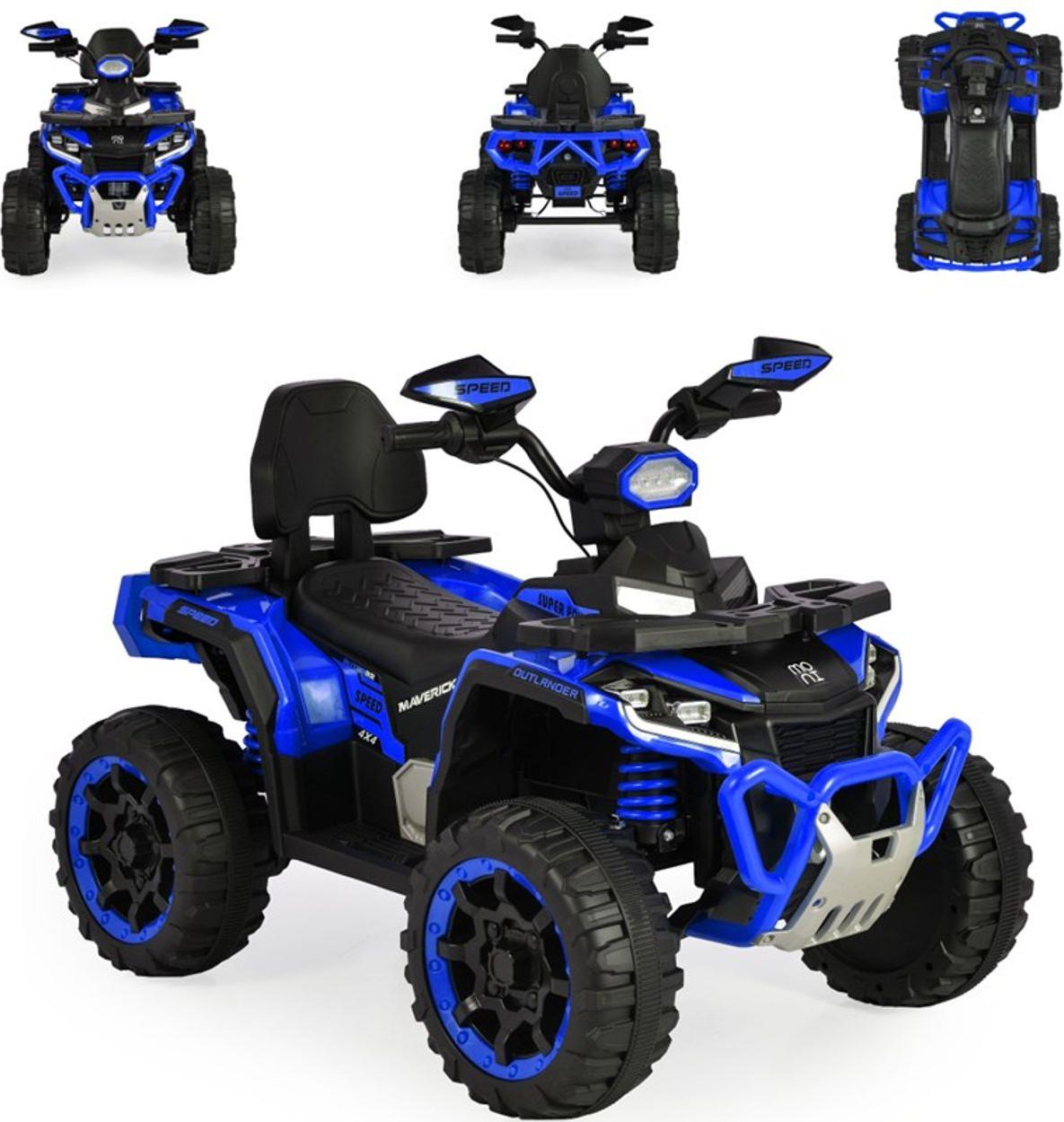 Moni Kinder Elektroquad Speed Kunststoffreifen Fernbedienung Scheinwerfer Musik blau