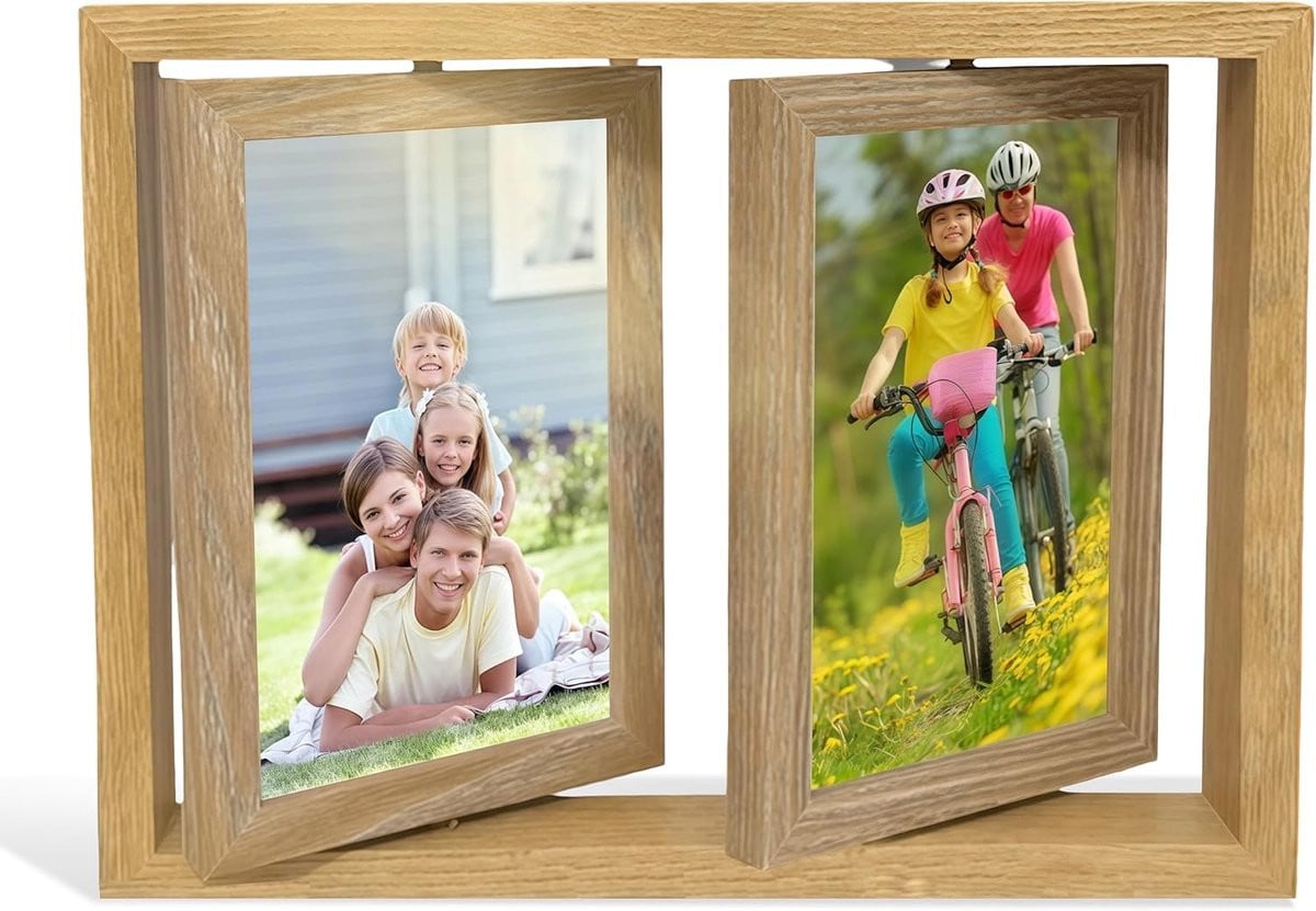 Houten Fotolijst Collage Dubbelzijdig Frame Beige 10 x 15 cm