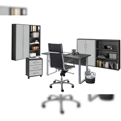 moebel-dich-auf Büromöbel-Set TABOR 1 in anthrazit / lichtgrau, Arbeitszimmer Komplett-Set Büro