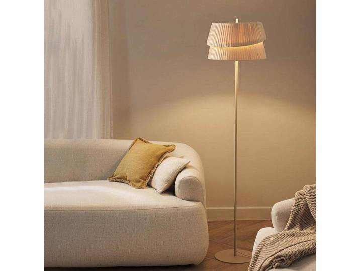 Lampe sur pied rétro style crème, lampe en tissu nordique plissée, lampe d'appoint pour canapé de salon, lampe de chevet pour chambre à coucher, éclairage décoratif pour la maison, LED
