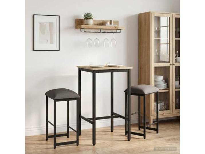 YUTAASU Barhocker 2er Set Hellgrau 40 x 32 x 64 cm Holzwerkstoff und Stahl