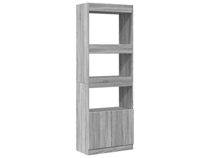 KGFHERENB Highboard 63x33x180 cm Grau Sonoma Schrank Standregal Vielseitiger Mehrzweckschrank für Wohnzimmer, Schlafzimmer und Büro mit stabilen Regalböden und Fach.