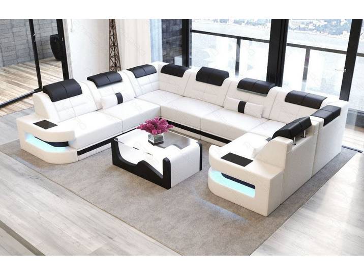 Wohnlandschaft Como U-Form in Leder
