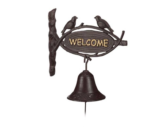 Relaxdays 4 Cloches Sonnette Fonte WELCOME antique
