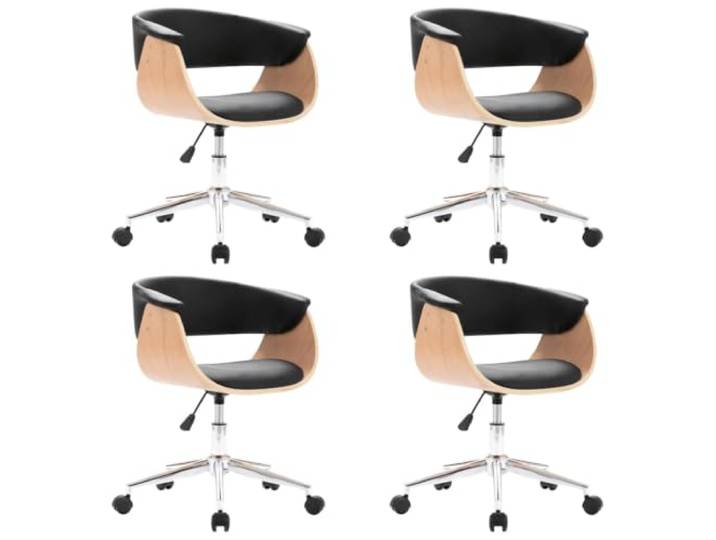 KDVXBCQJH 4er Set Esszimmerstühle Drehbar Höheneinstellbar Schwarz Ergonomische Schalenstühle mit Kunstlederbezug und Rollen für Esstisch, Arbeitszimmer sowie moderner Loungebereich.