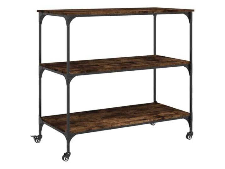 HFXHIJXQ Küchenwagen Räuchereiche 102x50x95 cm Servierwagen mit Rollen Vielseitiger Servierwagen mit Stahlrahmen und verstellbaren Füßen. Ideal für Küche, Wohnzimmer und Essbereich.