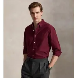 Polo Ralph Lauren für Herren. 710805564526 Custom Fit Gefärbtes Oxford-Hemd burgunderrot (M), Lässig, Kastanienbraun, Baumwolle, Langarm, Bo