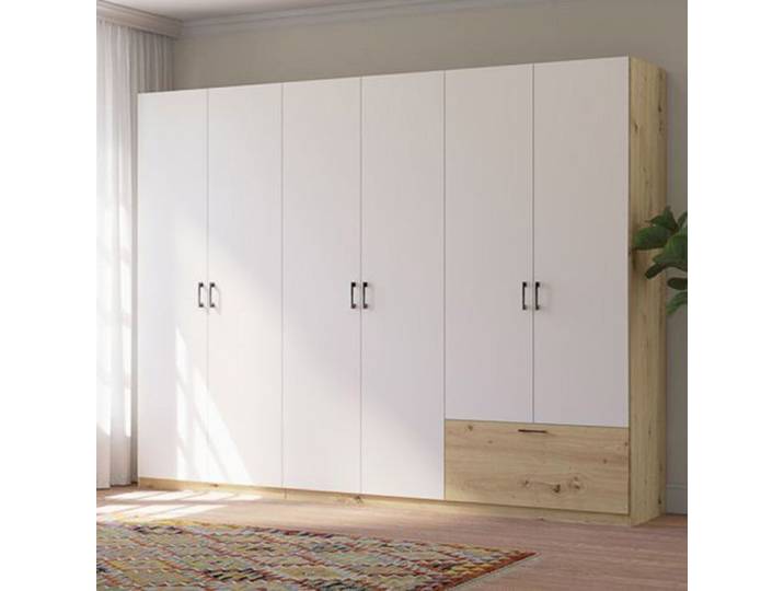 Grande Armoire Lezasana Dmora en Bois Mélaminé Blanc 269x210h cm
