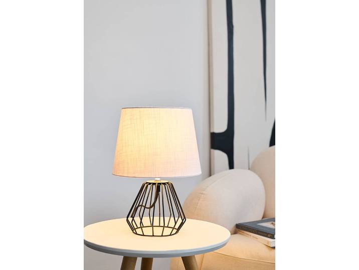 Lampe Shiny Diamond 23 x 32 x 23cm Blanc/Noir Tissu mélangé E27