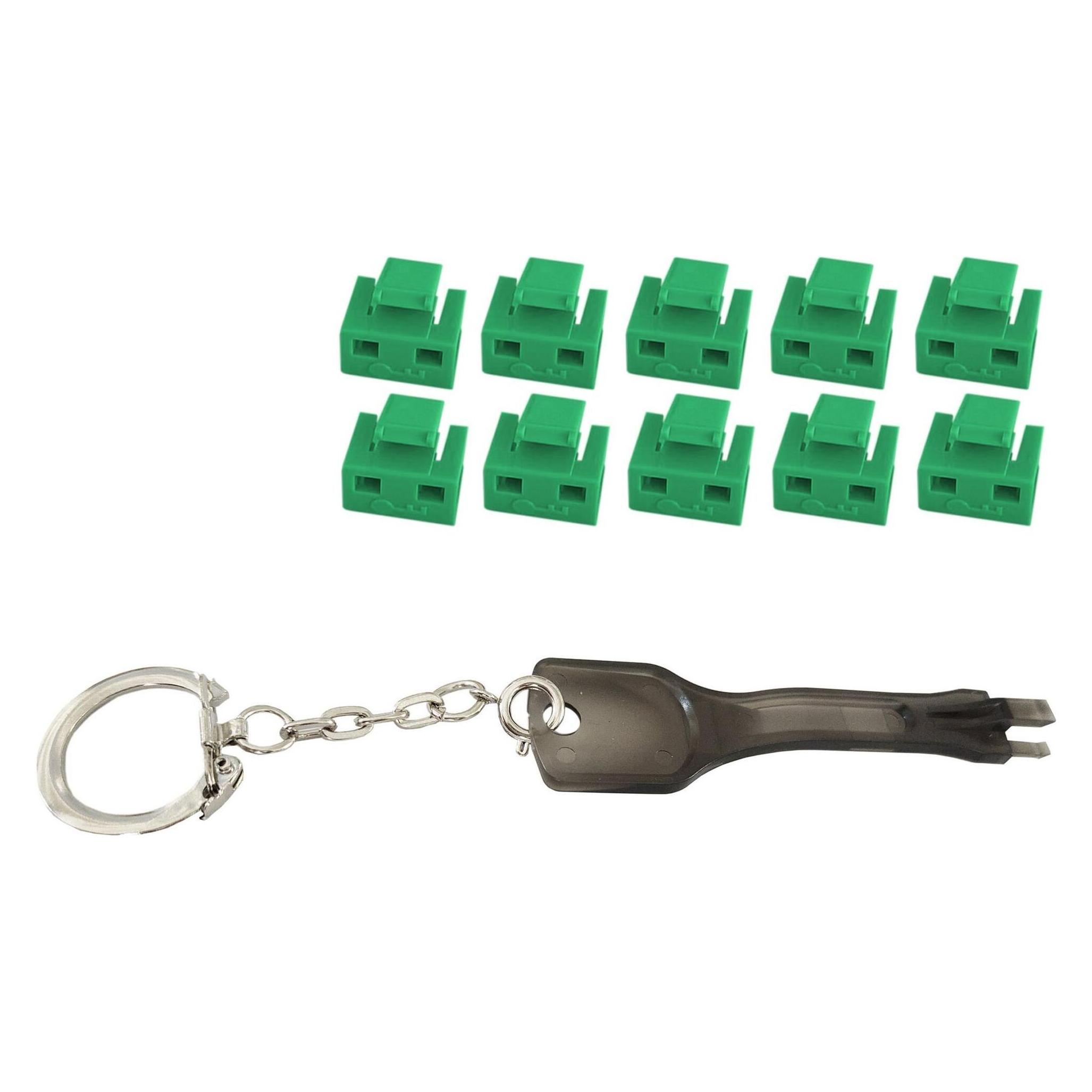 Shiverpeaks -BASIC-S--Netzwerk RJ45-Port Blocker mit Schlüssel (1x Schlüssel, 10x Schlösser), grün (BS08-01031)