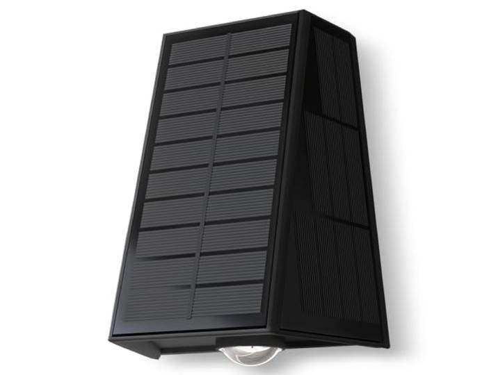 CALEX Matera Solar Wandleuchte, warmweißes Up & Down Licht, solarbetrieben, kabellos, wasserdicht, Schwarz