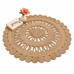 Relaxdays Handgewebter Juteteppich Beige