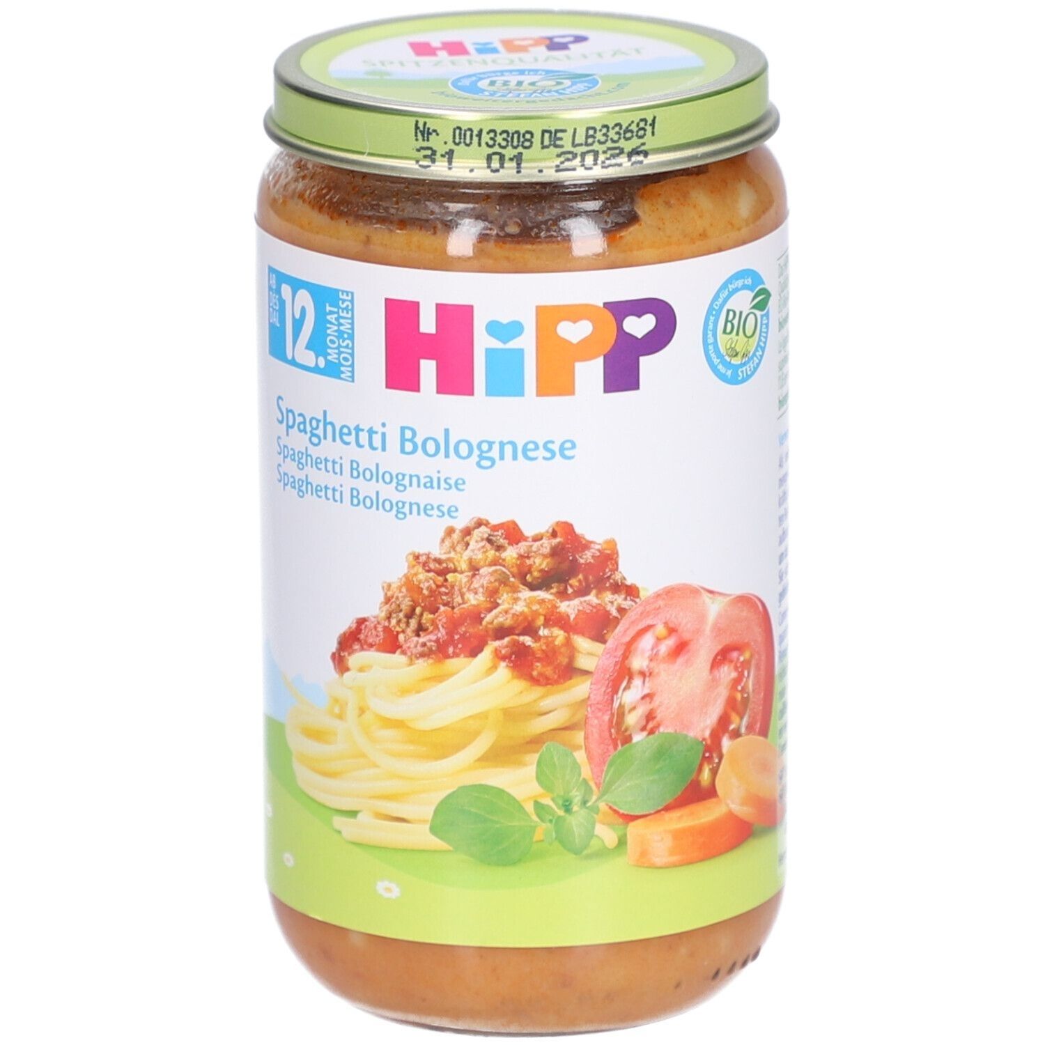 HiPP Spaghetti Bolognese, ab 12 Monaten x4 4x250 g Brei