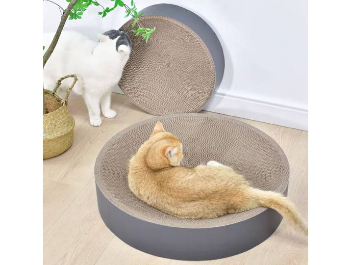 Lit à gratter pour chat en carton, griffoir pour chat d'intérieur, forme ovale ronde, lit pour chat, tapis à gratter pour chaton