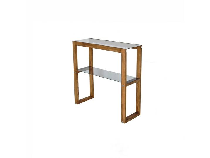 Console de salon bois / verre 2 plateaux