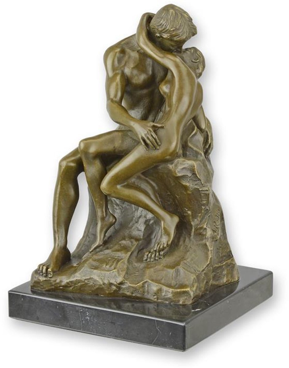 Erotisch bronzen beeld The Kiss sculptuur, Hoogte: 21,1 cm