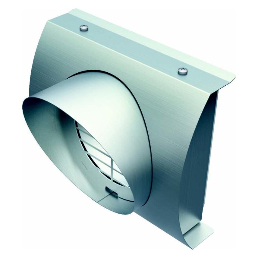 Helios Apparatebau IsoPipe Fassaden-Blende Edelstahl, für Fortluft IP-FBF 125 (3126)
