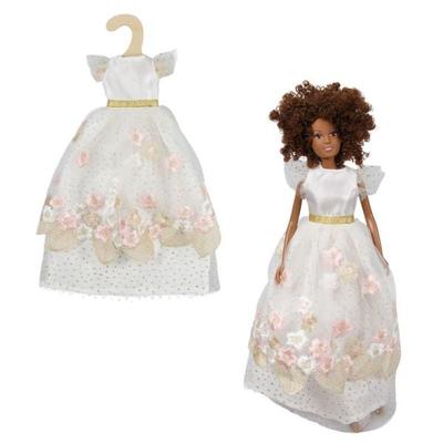 Time2Shine Prinzessinnenkleid ''Kirschblüte'' mit goldenem Gürtel für Modepupp