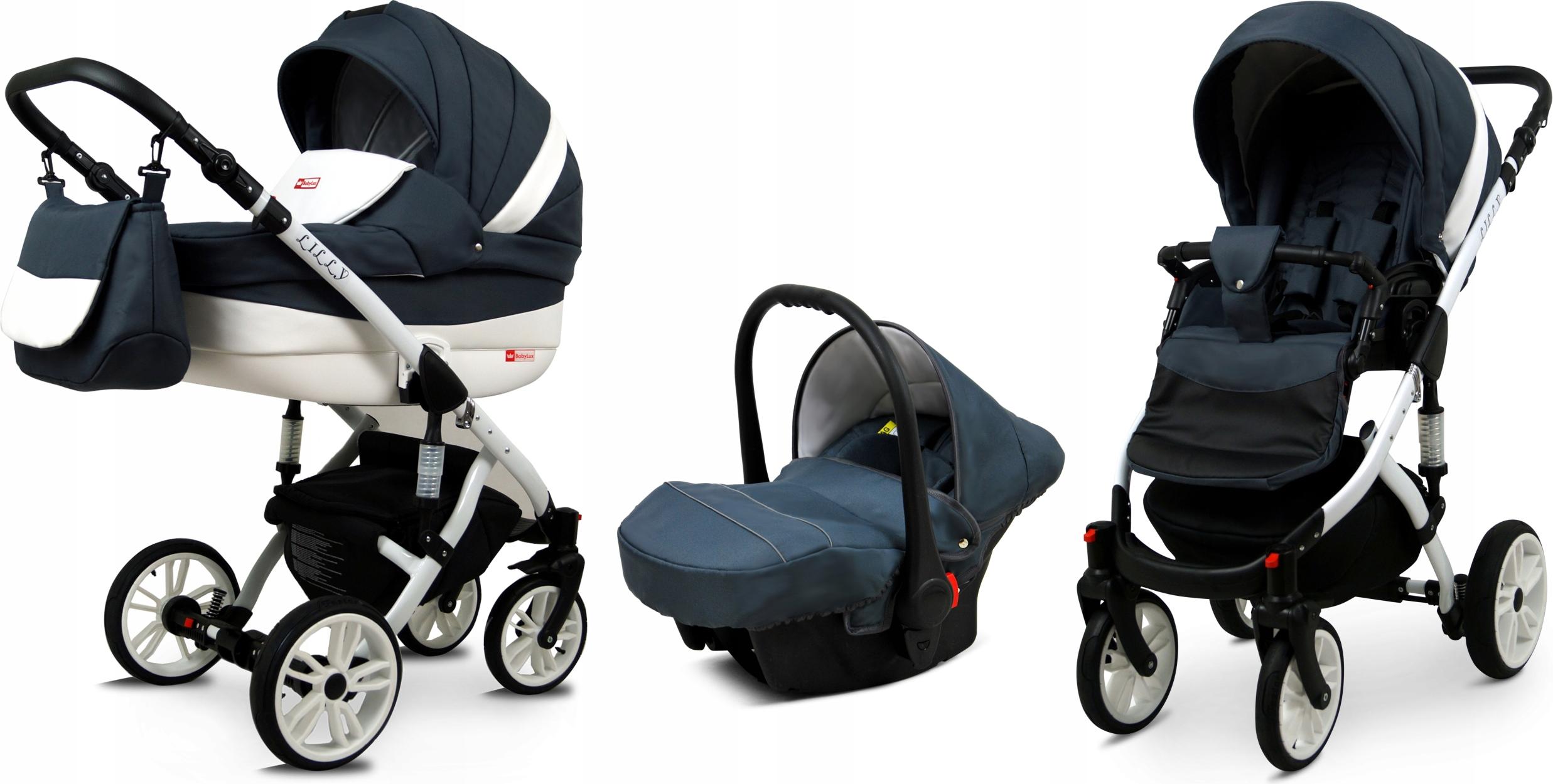 BabyLux Lilly | 3in1 Kinderwagen Set | Antracyt | Kombikinderwagen | Kinderwagenset | Buggy + B