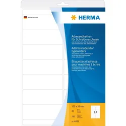 HERMA Adress-Etiketten 102x38mm auf A4-Blättern Ecken rund VE=36x280 Stück