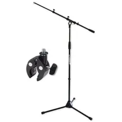 K&M keepdrum Mikrofonstativ MS106 mit K-M Universalklemme 23690, Mikrofonständer, Schwarz