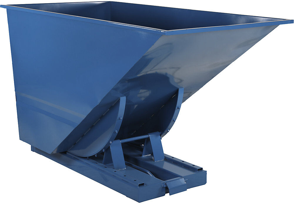kaiserkraft Kippbehälter für leichte Güter, Traglast 600 kg, signalblau RAL 5005, Volumen 1,6 m³