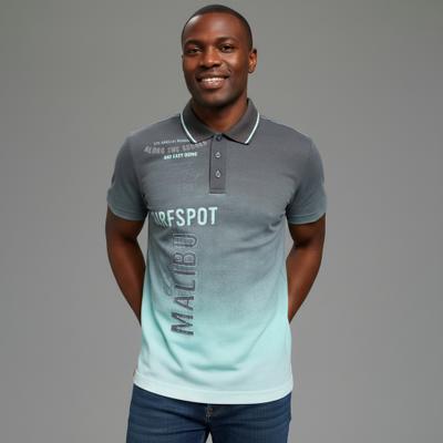 Poloshirt KANGAROOS, Herren, Gr. 4XL, grau (anthrazit, türkis), Piqué, Obermaterial: 100% Baumwolle, schmal, Shirts, schmale Passform, Halbarm, Casual Stil