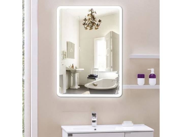 Miroir Salle de Bain avec Éclairage LCD - Dimension: 500*700*4mm - Blanc