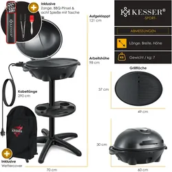 Kesser, Elektrogrill, elektrischer Elektrogrill 2in1 Tischgrill Standgrill (2.40 kW)