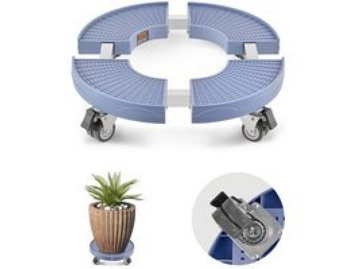 VEVOR Chariot à Poubelle Réglable 380-580 mm Socle à Roulettes à Poubelles Rondes, Capacité Charge 181,4 kg, avec 4 Roues Pivotantes Verrouillables, Chariot à Plantes Multifonctionnel Robuste, Bleu