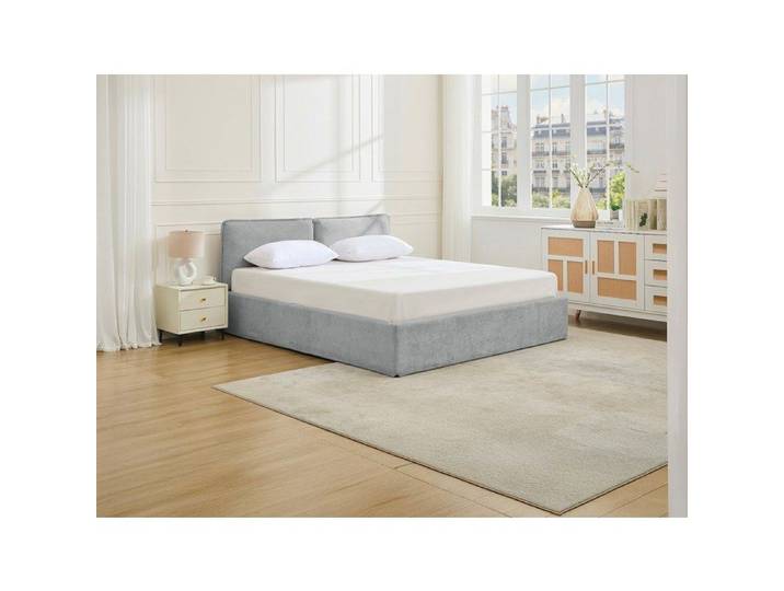 Lit coffre déhoussable 180 x 200 cm - Tissu - Gris clair - TENESE